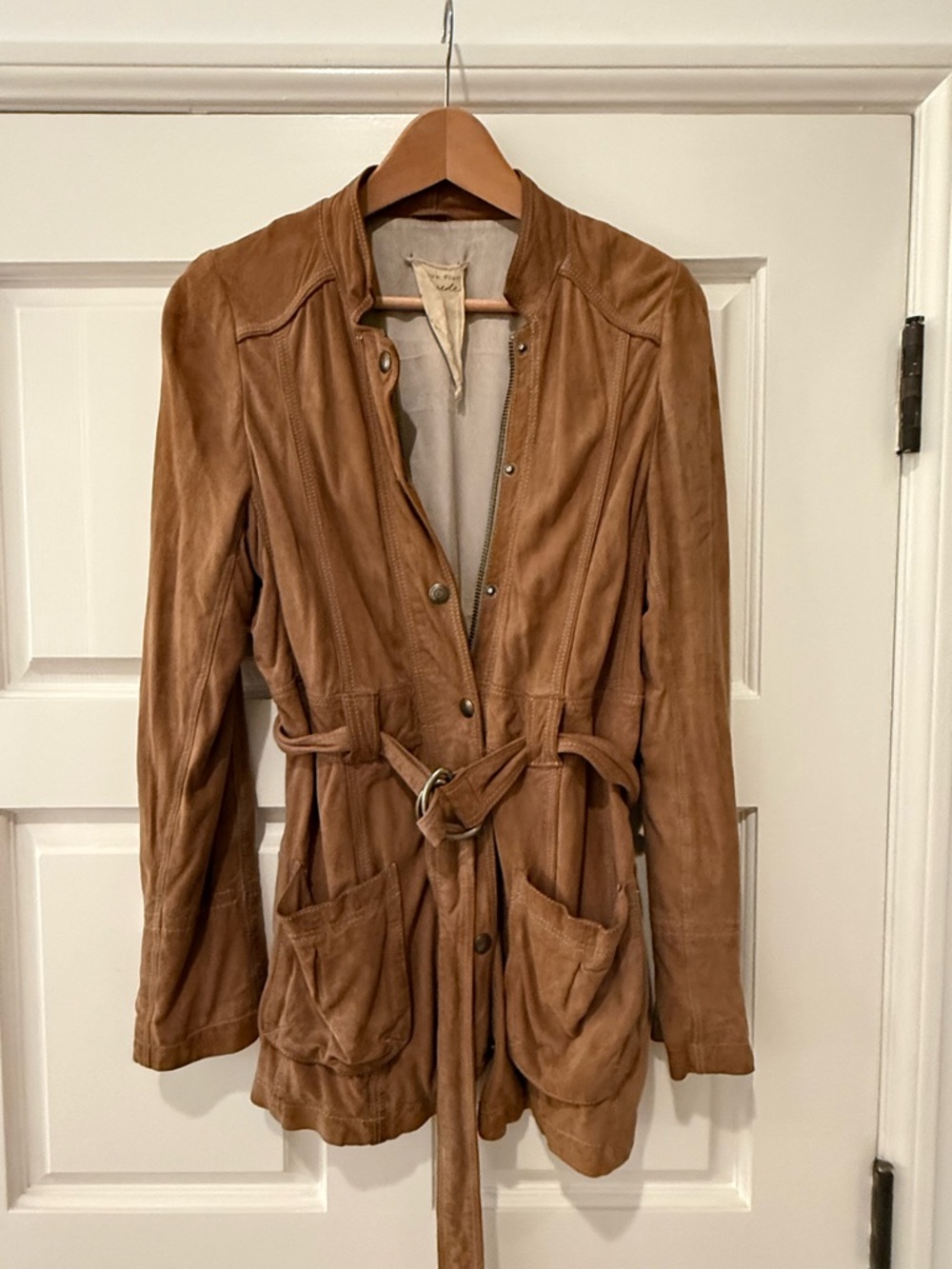 Free People Super Soft Tan Suede Belted Jacket